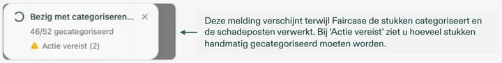 De voortgangsmelding tijdens het verwerken van documenten.